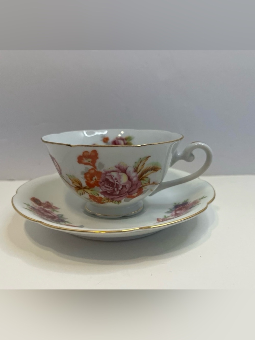 DIAMOND Made in Occupied Japan floral tea cup and saucer bone china